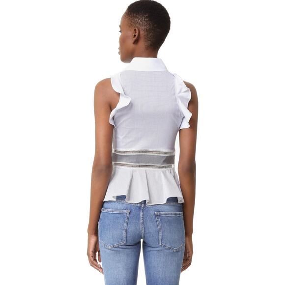 Jonathan Simkhai Blue Pinstripe Racer Ruffled - S - Picture 3 of 6